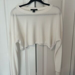 White Cropped Long Sleeve Sweater top